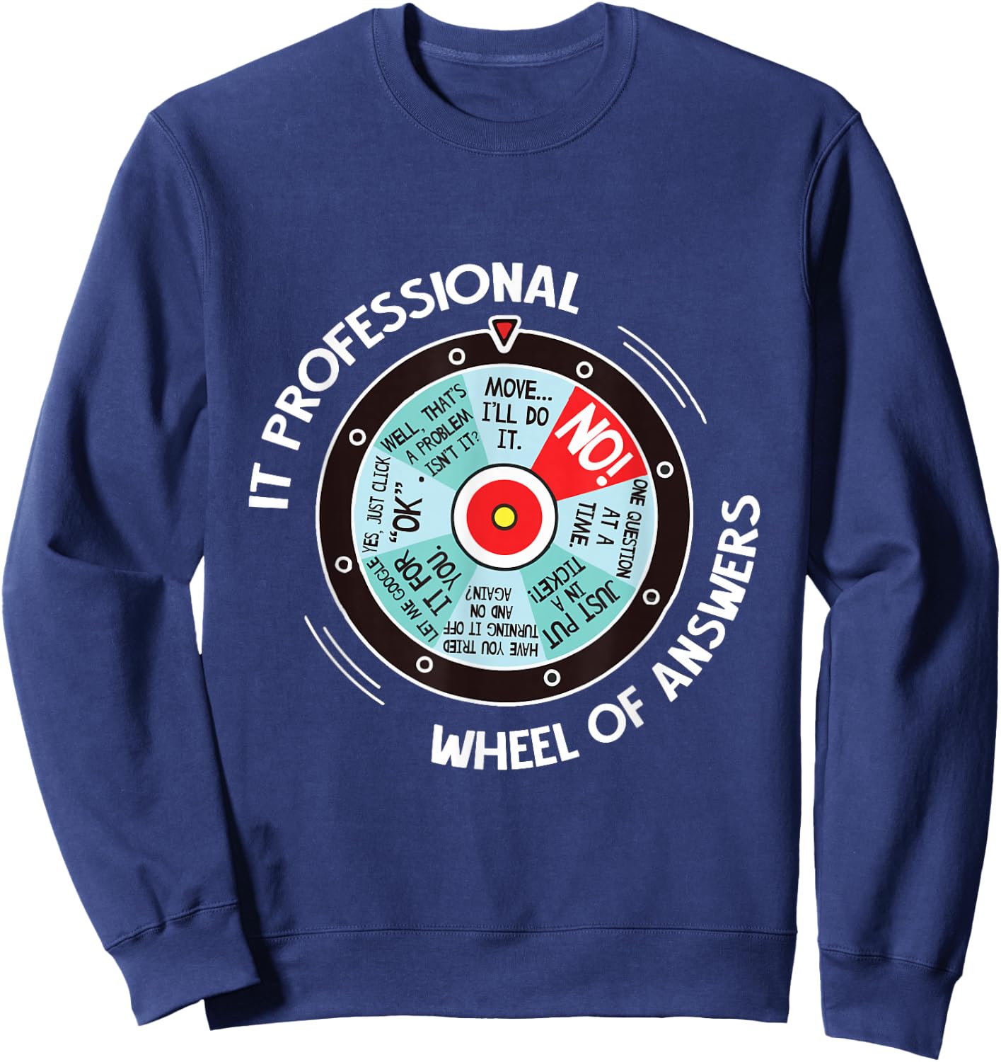 IT Professional Wheel of Answers - Funny IT Tech Check List Small Sweatshirt - Sweatshirt | Navy