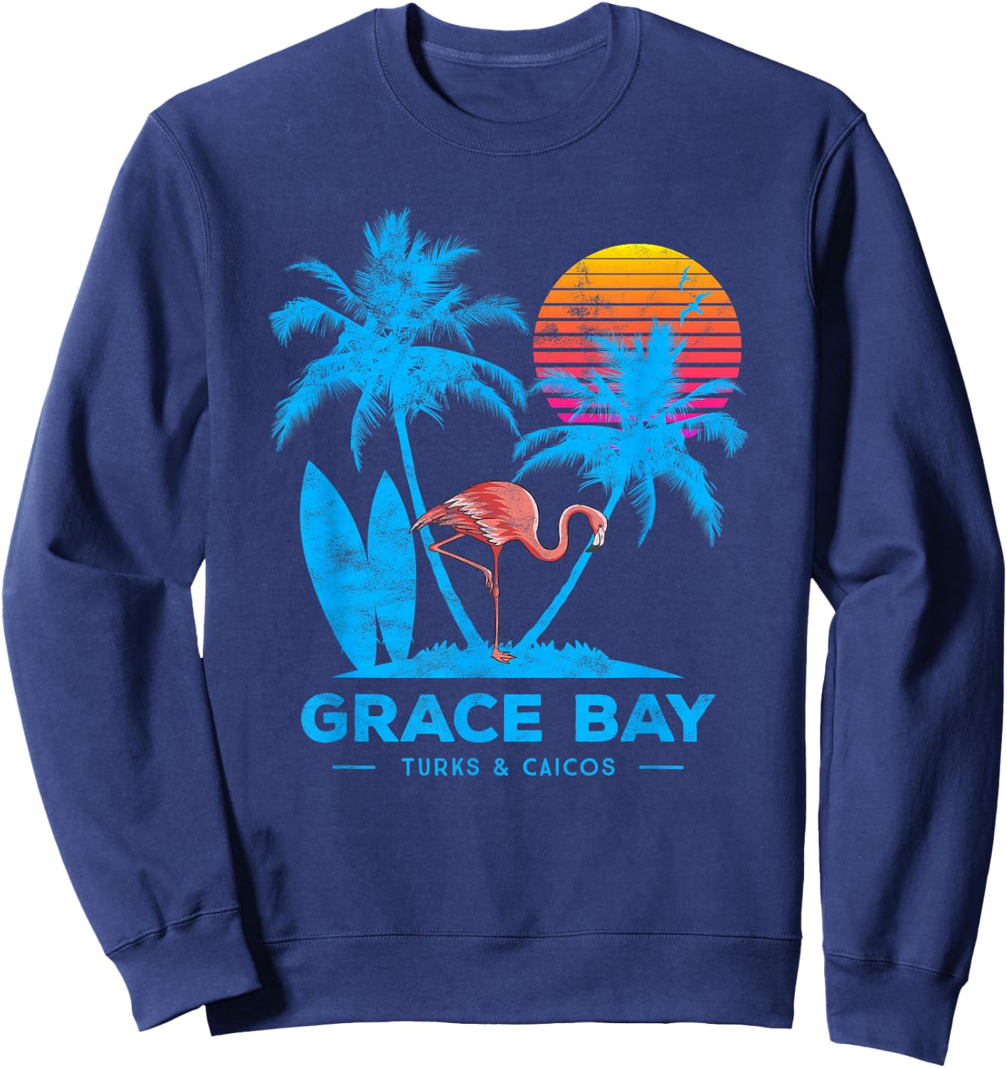 Grace bay, turks and caicos. Palm trees sunset Sweatshirt - Sweatshirt | Navy