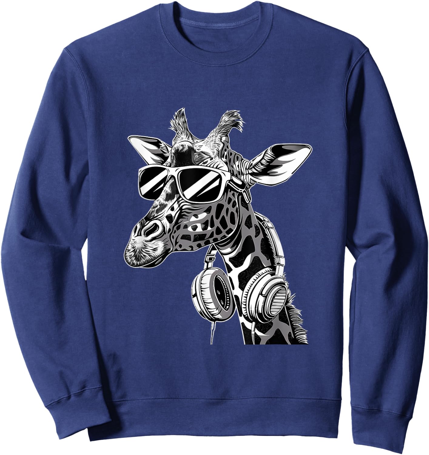 DJ Giraffe Music Headphones Beatmaker Dance Music Techno Sweatshirt - Sweatshirt | Navy