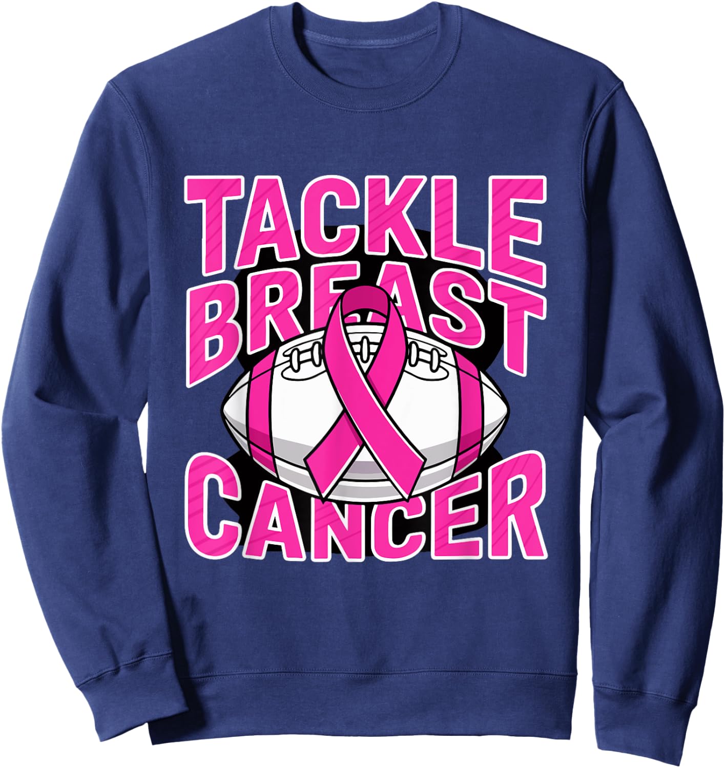 Tackle Breast Cancer Pink Ribbon American Fantasy Football Sweatshirt - Sweatshirt | Navy