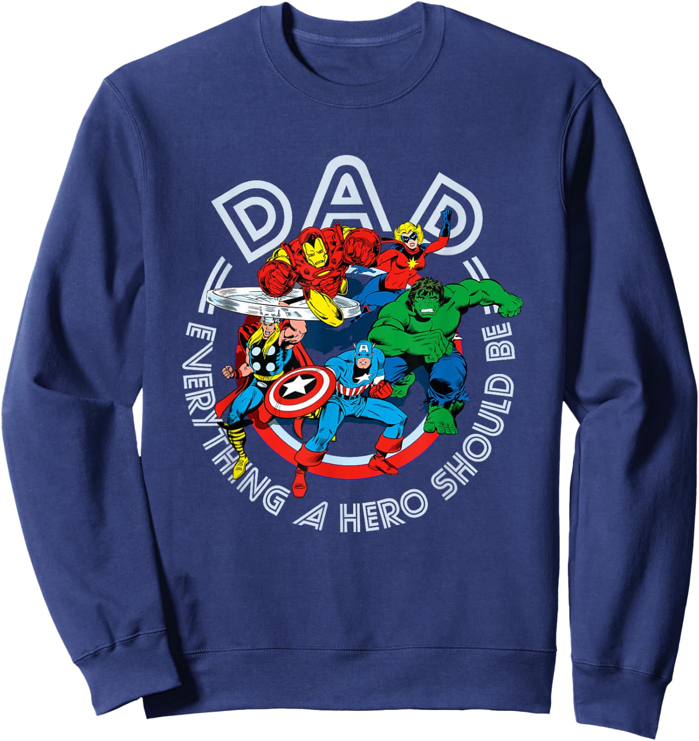 Marvel Comics Retro Classic Father's Day Avengers Hero Dad Sweatshirt - Sweatshirt | Navy