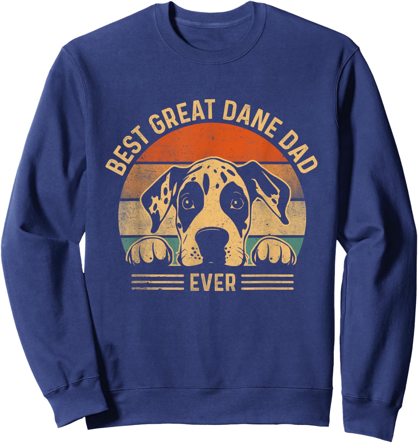 Best Great Dane Dad Ever Retro Fur Dad Fathers Day Sweatshirt - Sweatshirt | Navy