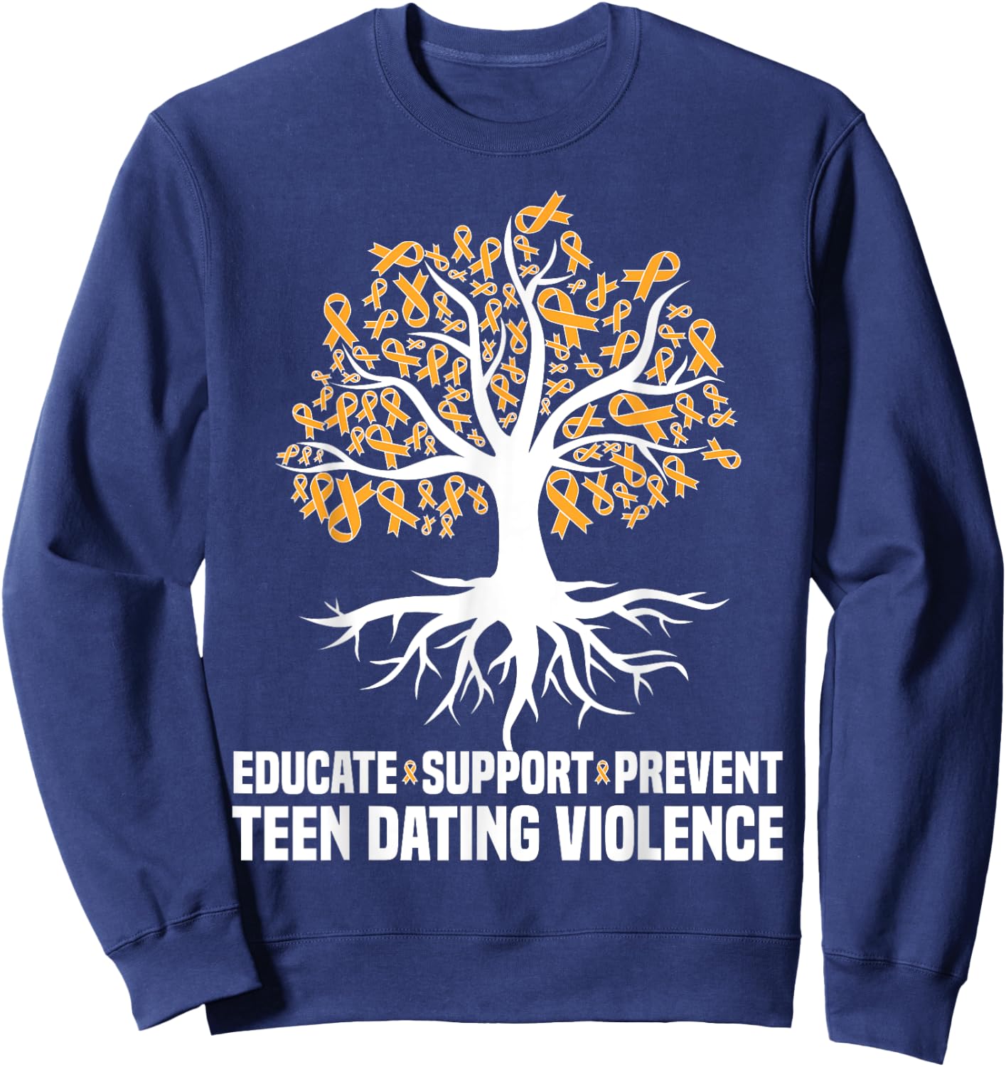 Educate We Wear Orange teen dating Violence Awareness Sweatshirt - Sweatshirt | Navy