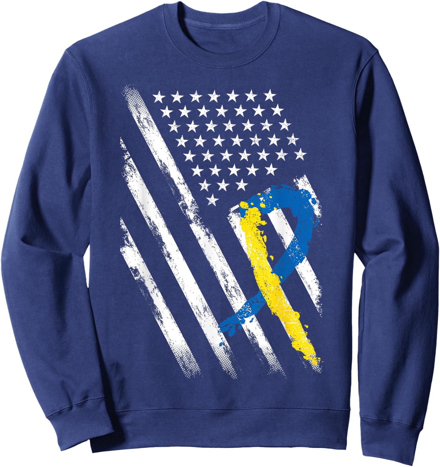 USA Flag Down Syndrome Awareness Shirt Dad Mom Down Syndrome Sweatshirt - Sweatshirt | Navy
