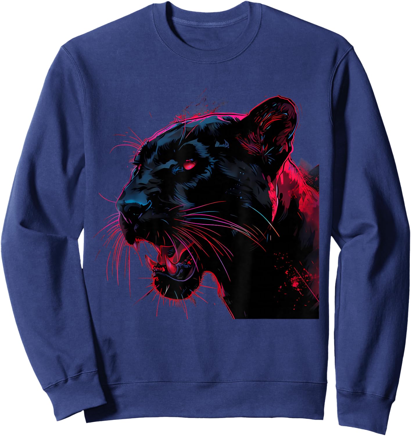 Panther Motif Panther Lover Animal Art Drawing Portrait Sweatshirt - Sweatshirt | Navy