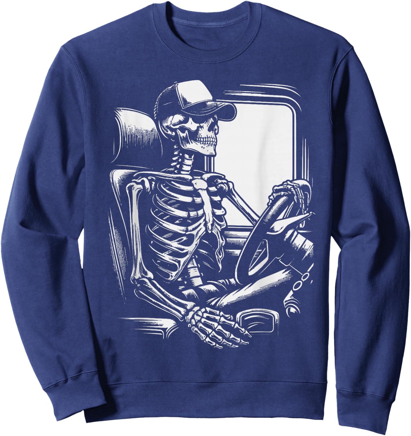 Skeleton Truck Driver Funny Big Trucking truck enthusiasts Sweatshirt - Sweatshirt | Navy
