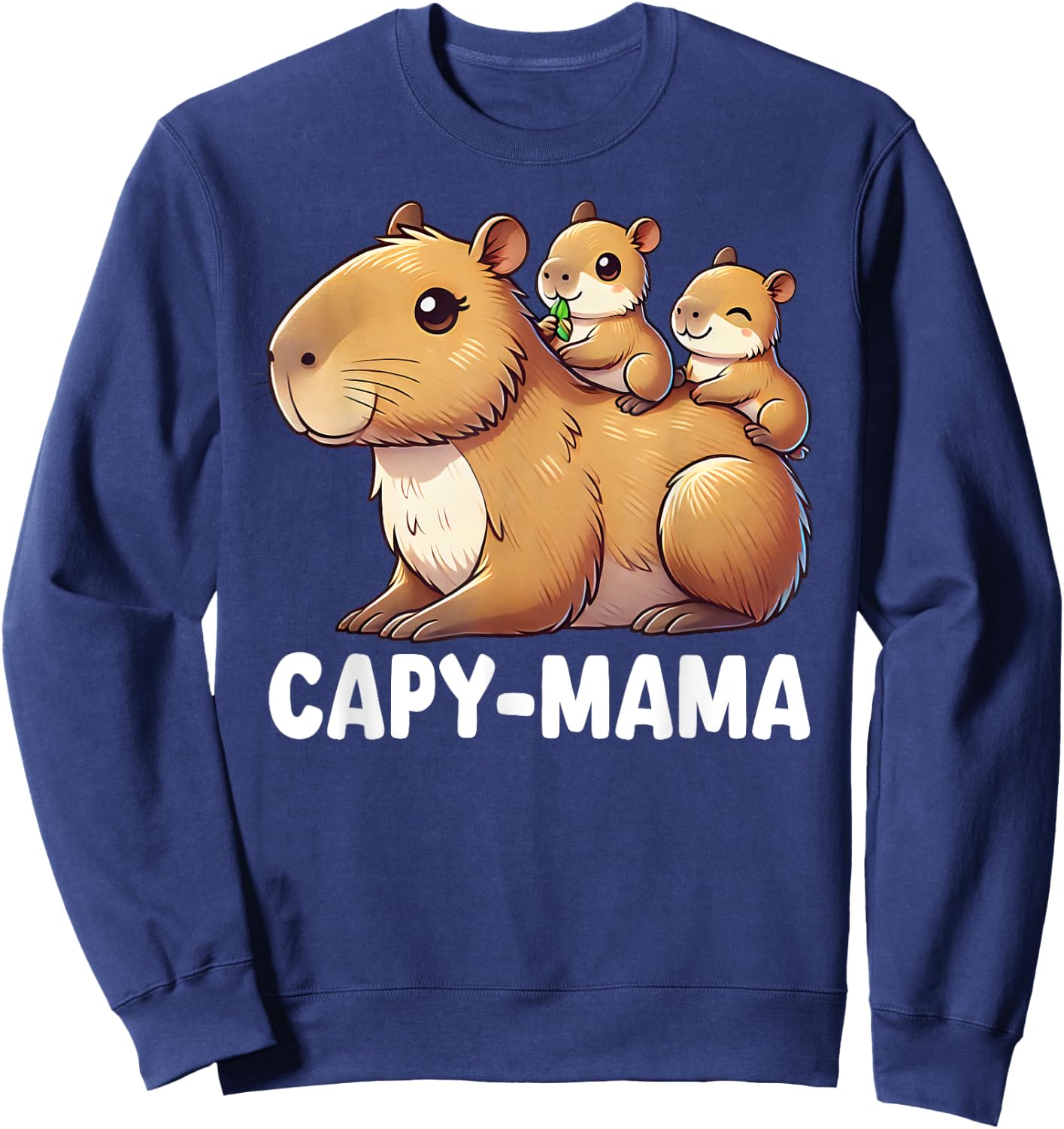 Funny Capybara Capy-Mama Babies Cute Boys Girls Kids Sweatshirt - Sweatshirt | Navy