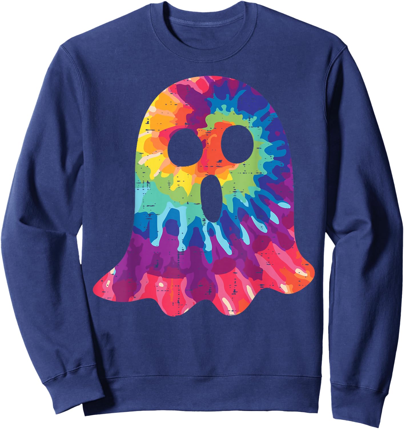 Halloween Ghost Tie Dye Retro Hippie Costume Men Women Kids Sweatshirt - Sweatshirt | Navy