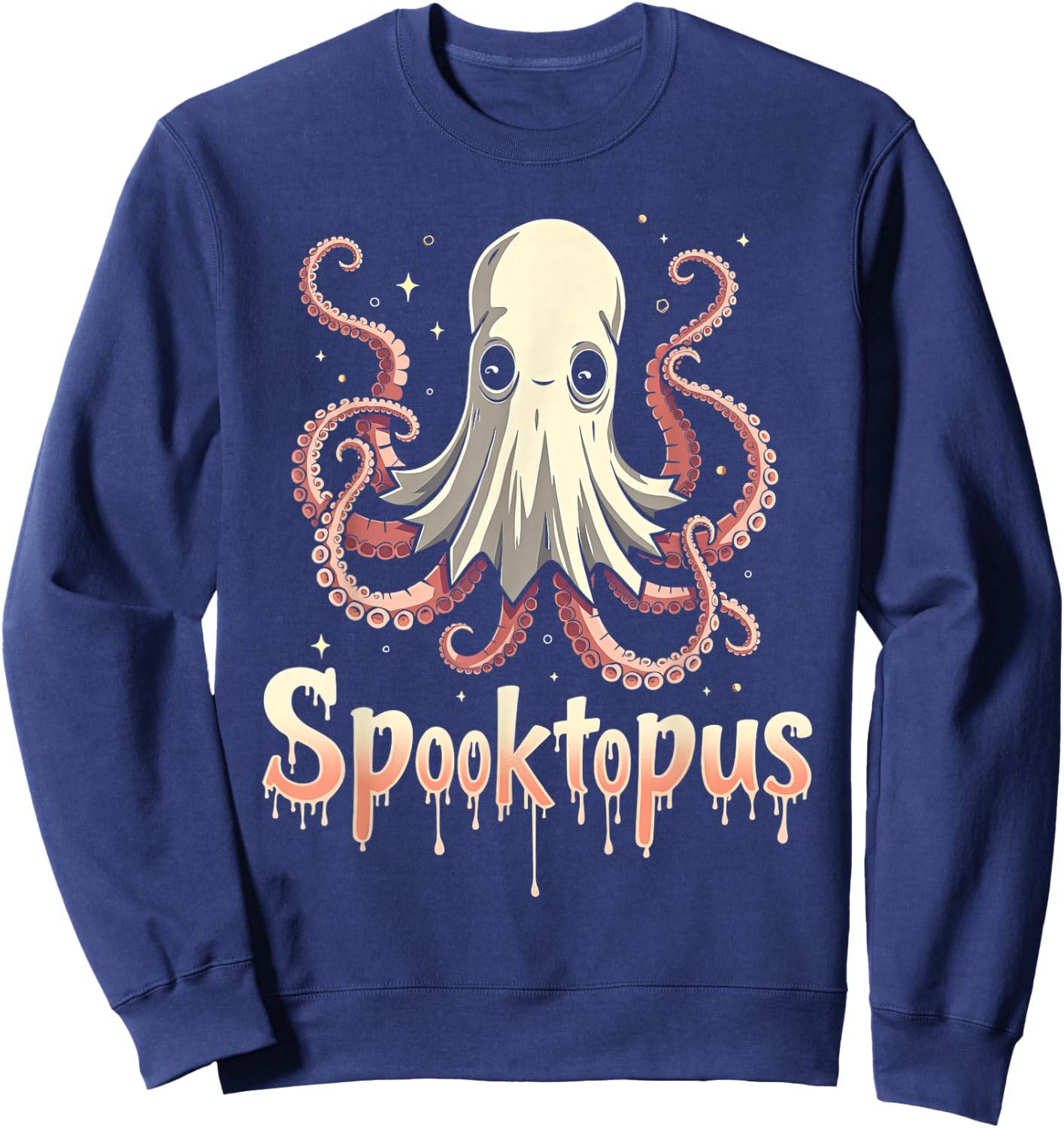 Spooktopus Funny Octopus Spooky Halloween Ghost Sweatshirt - Sweatshirt | Navy