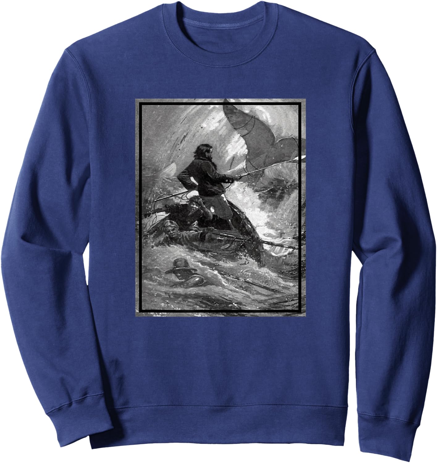 Captain Ahab in His Final Chase with Moby Dick (1902) Sweatshirt - Sweatshirt | Navy