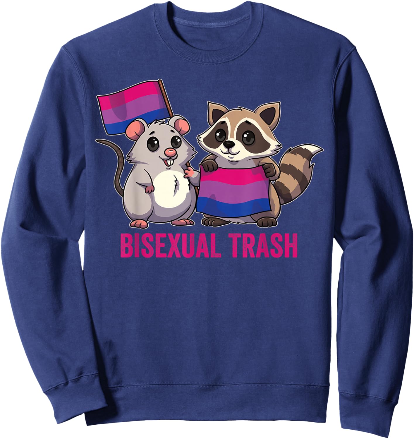 Bisexual Trash Panda Raccoon Possum Bi Flag Color LGBT Pride Sweatshirt - Sweatshirt | Navy