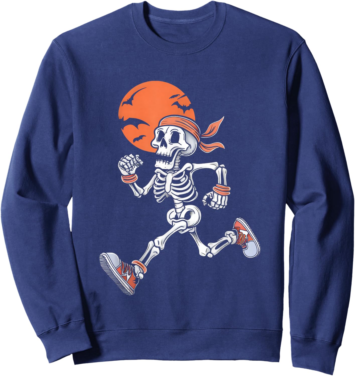 Running Skeleton Funny Halloween Costume Men Women Kids Sweatshirt - Sweatshirt | Navy