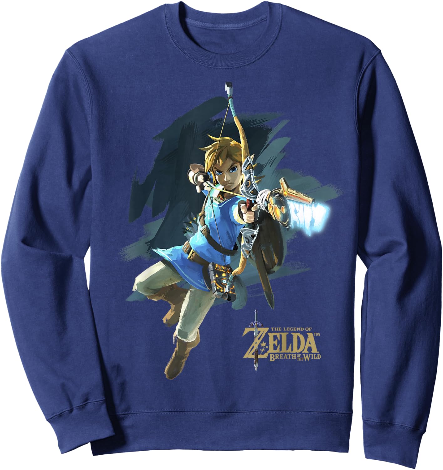 Zelda Breath of The Wild Link Jump Bow Shot Graphic Sweatshirt - Sweatshirt | Navy