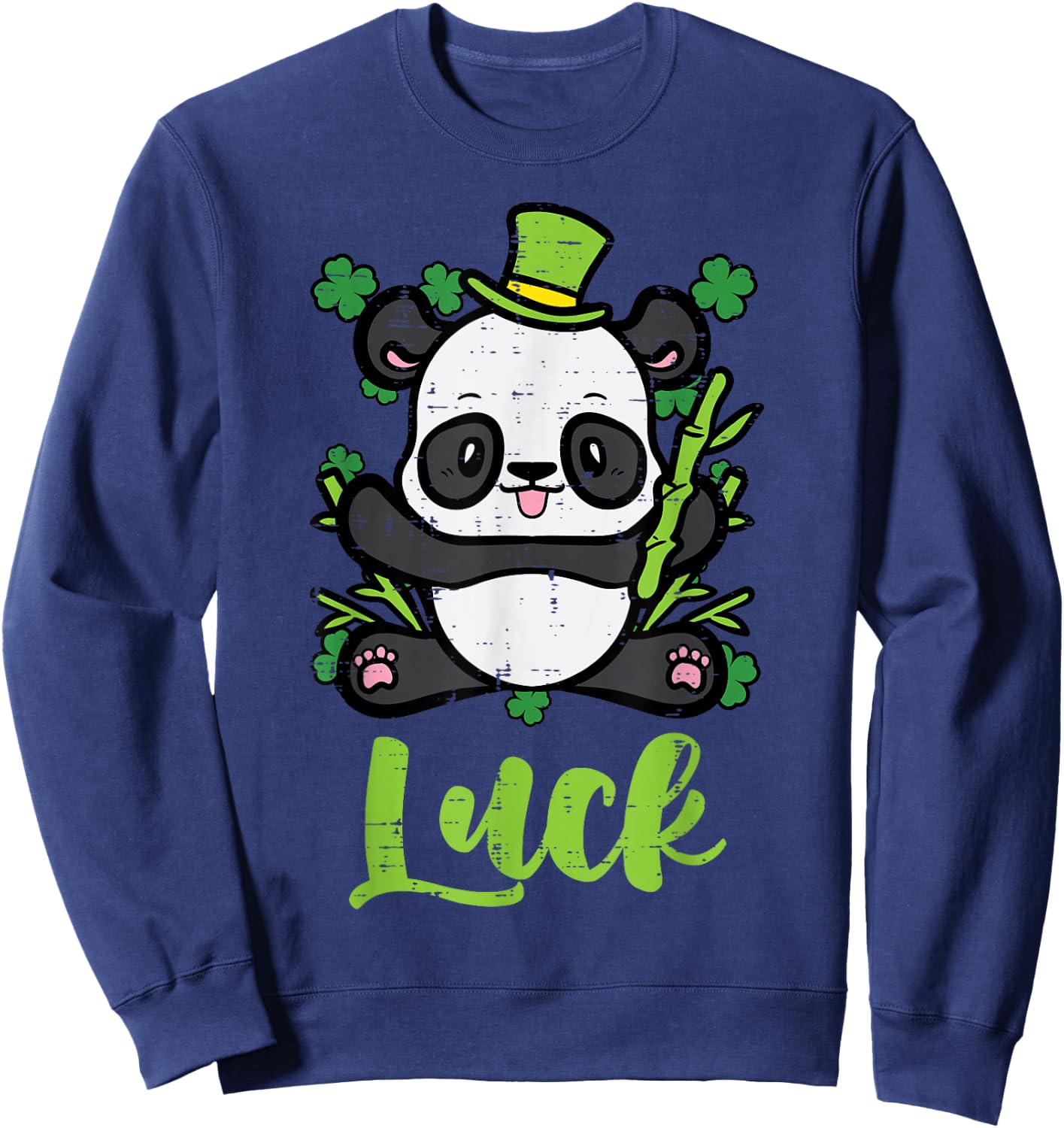 St Patricks Day Panda Luck Saint Pattys Paddys Kid Women Men Sweatshirt - Sweatshirt | Navy