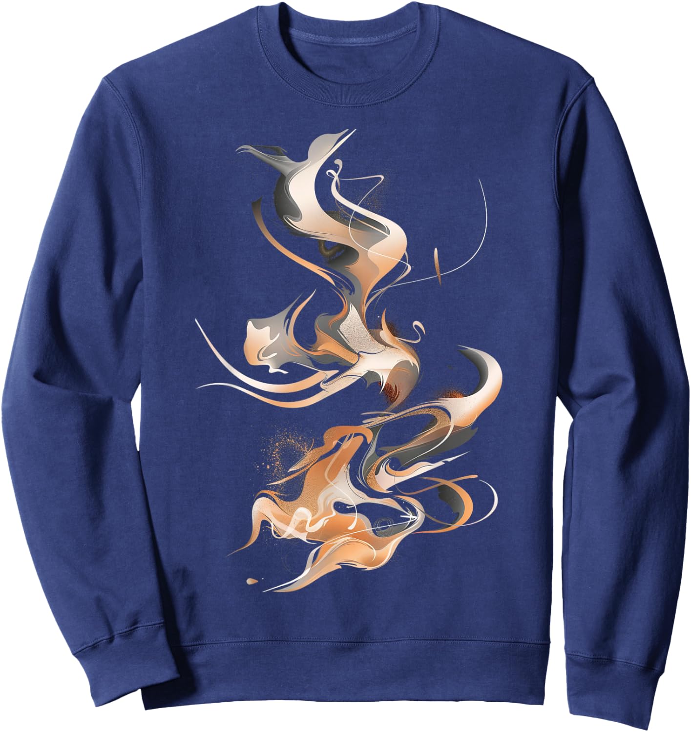 Smoke Swirls In Orange And Black Graphic Sweatshirt - Sweatshirt | Navy
