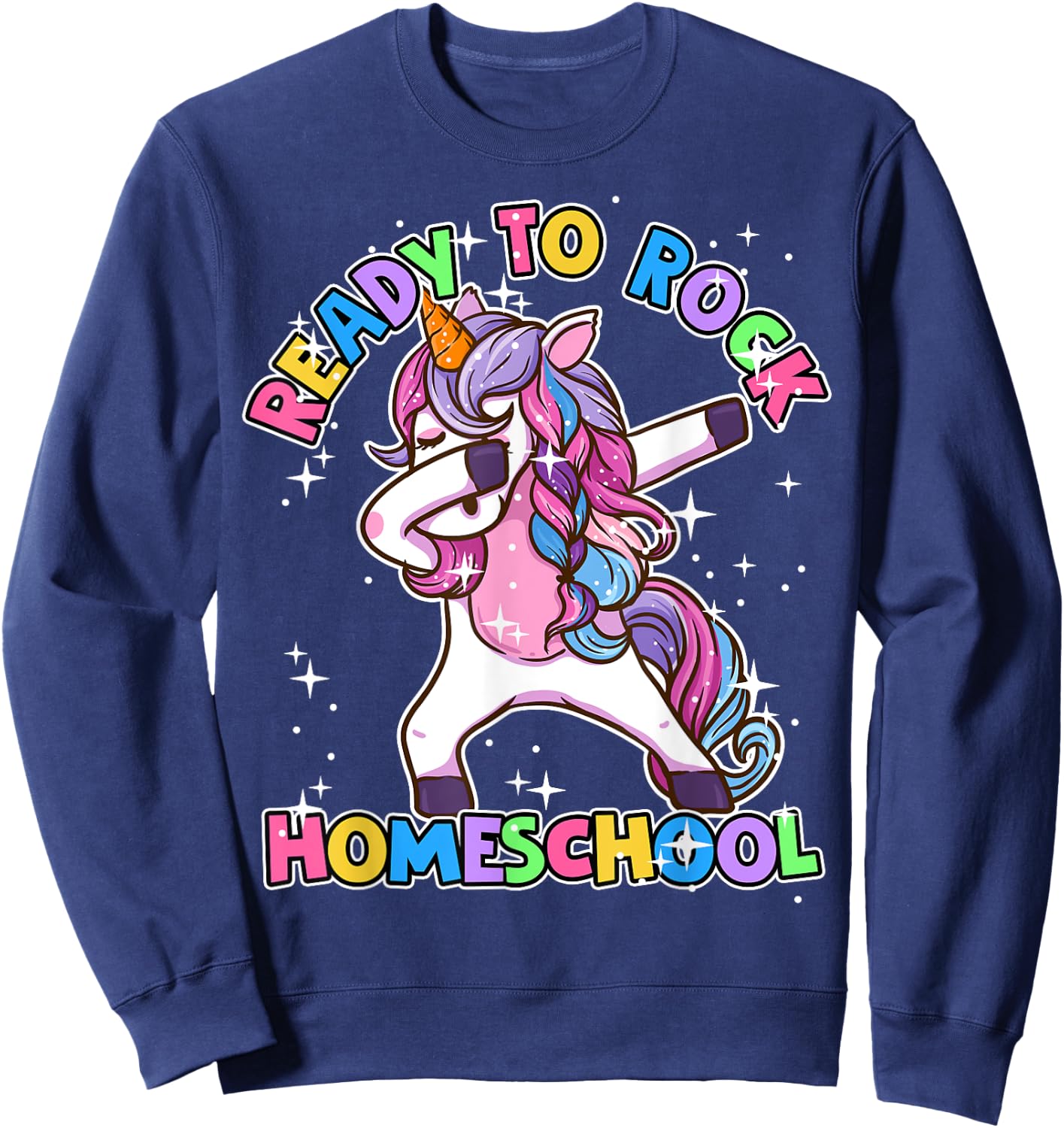 Homeschool Unicorn First Day Of School Outfit Girls Sweatshirt - Sweatshirt | Navy