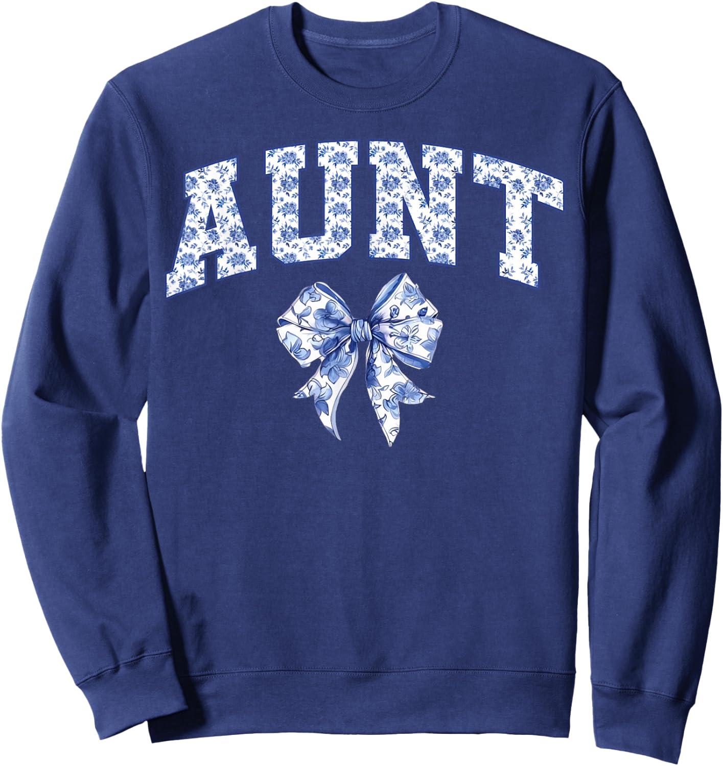 Aunt Coquette Toile Blue Bow Floral Family Matching Sweatshirt - Sweatshirt | Navy