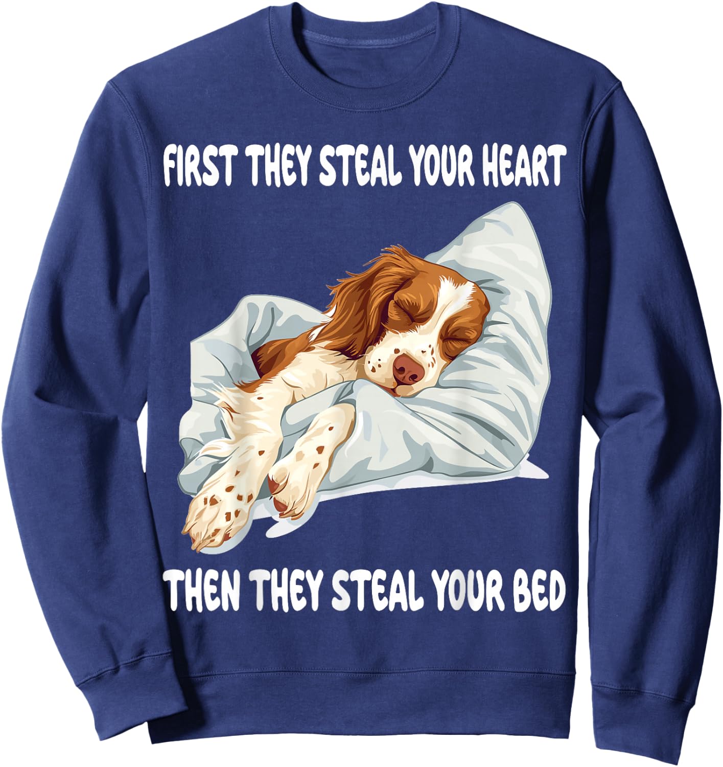 Brittany Spaniel Sleeping Pajamas Nightgown Sweatshirt - Sweatshirt | Navy