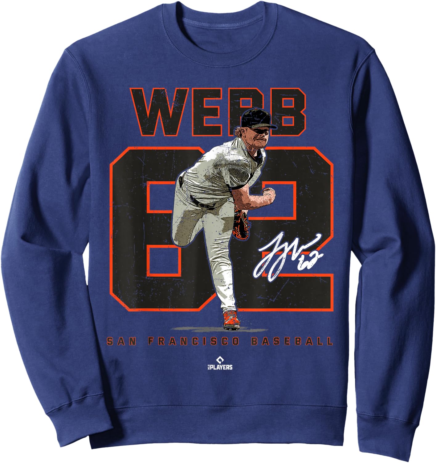 Number and Portrait Logan Webb San Francisco MLBPA Sweatshirt - Sweatshirt | Navy