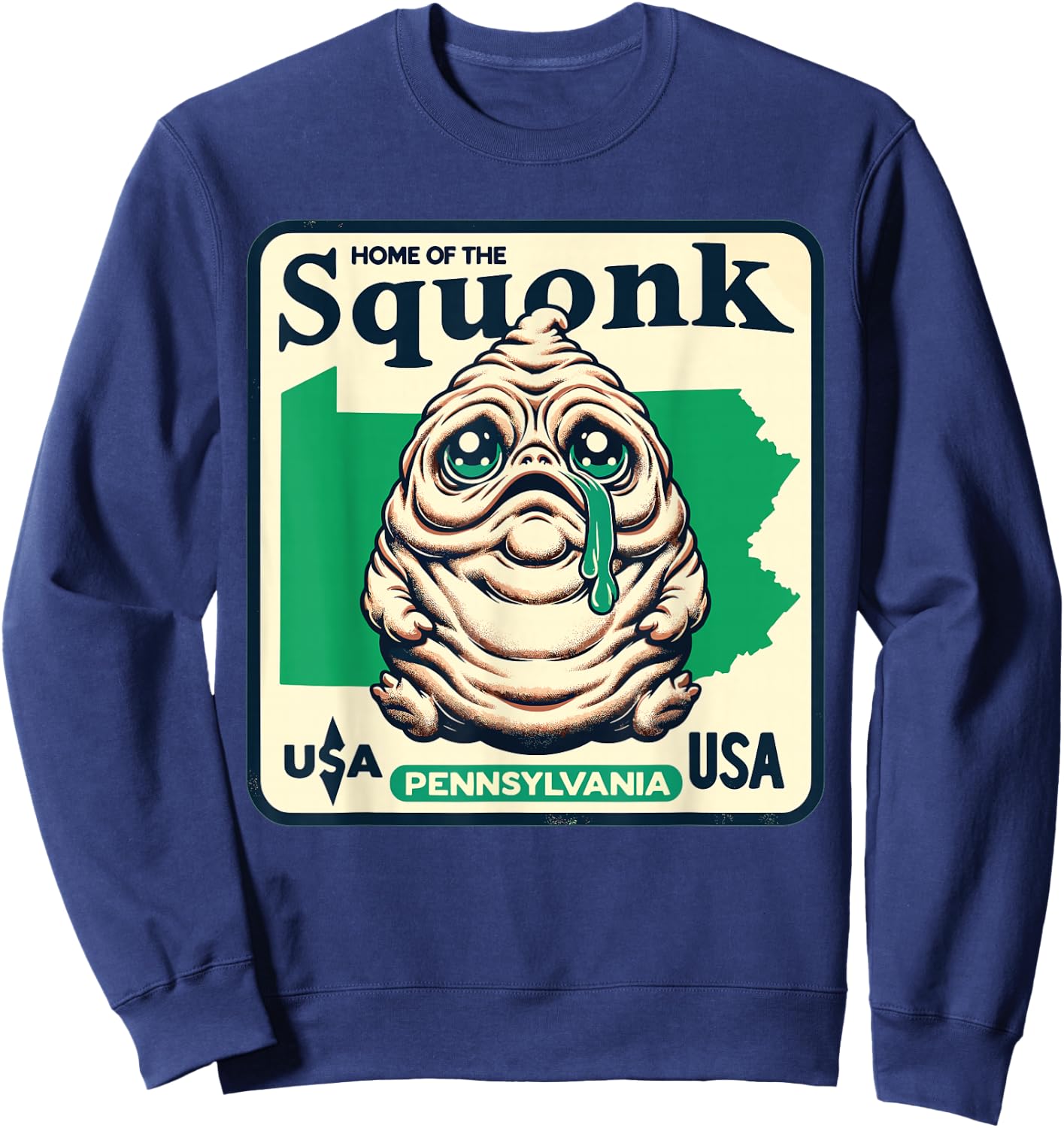 Home State Squonk Pennsylvania Sad Emo Cryptid Design Sweatshirt - Sweatshirt | Navy