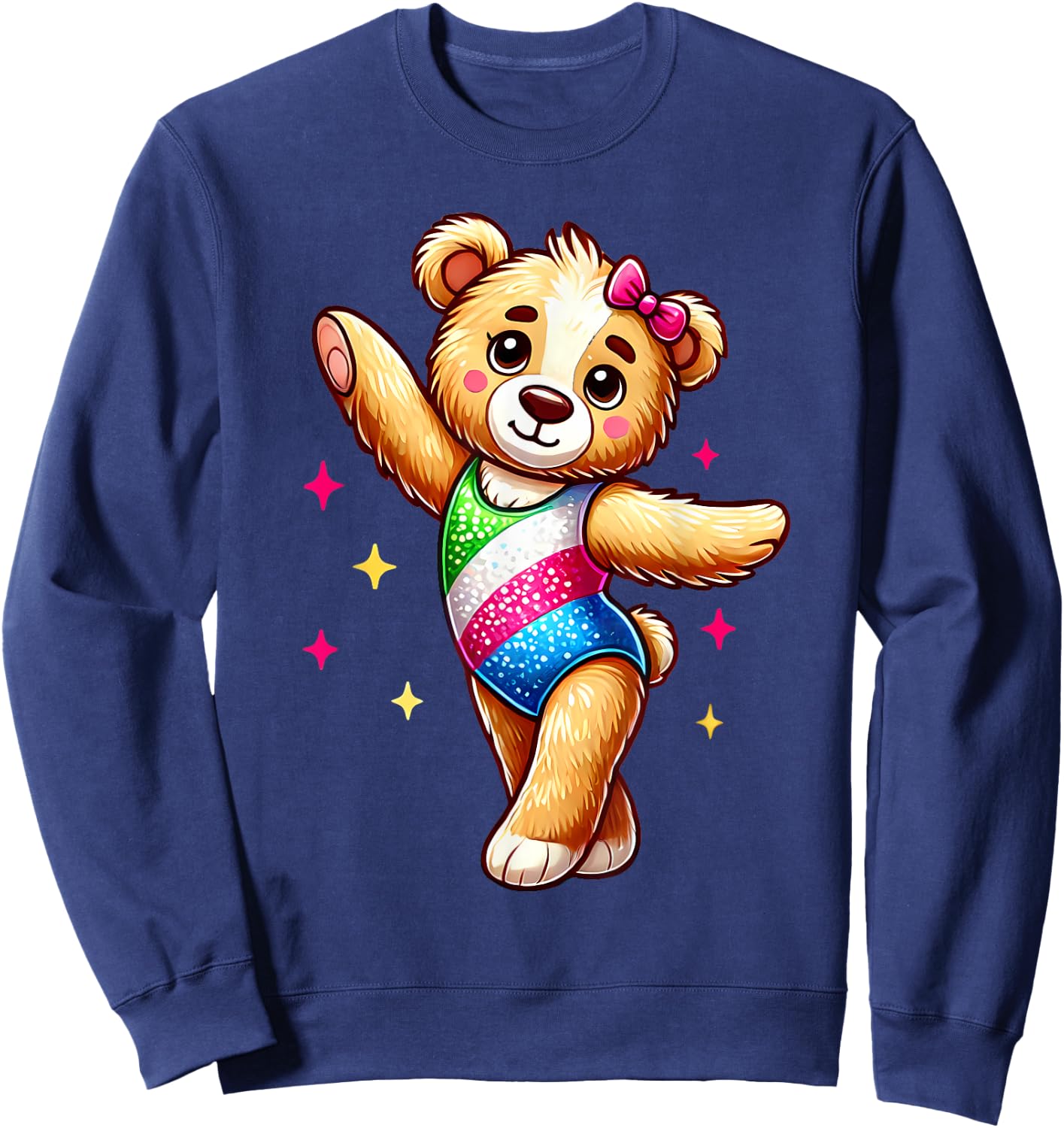 Teddy Bear Gymnastics Cute Tiny Gymnast Bear Cute Gym Moves Sweatshirt - Sweatshirt | Navy