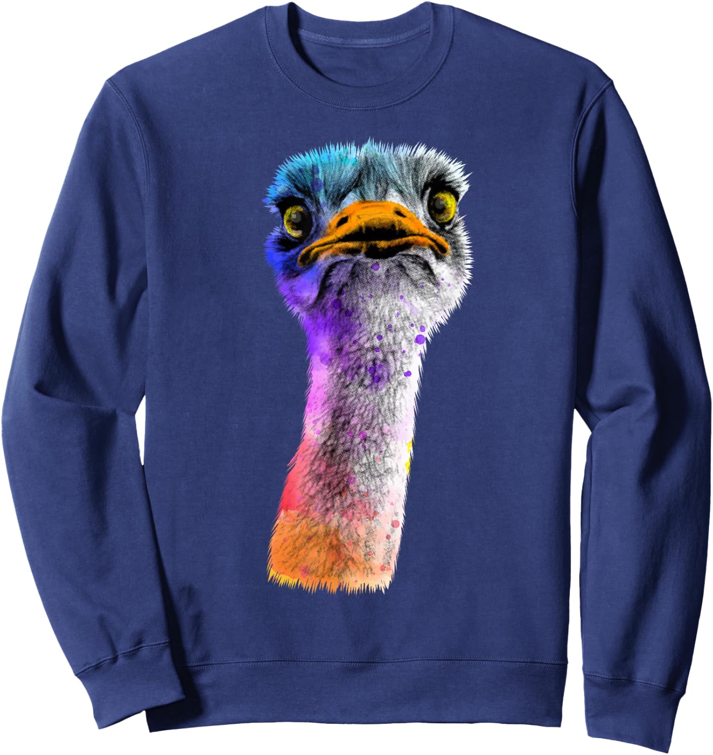 Funny Ostrich Face Design Men Women Boys Girls Ostrich Lover Sweatshirt - Sweatshirt | Navy
