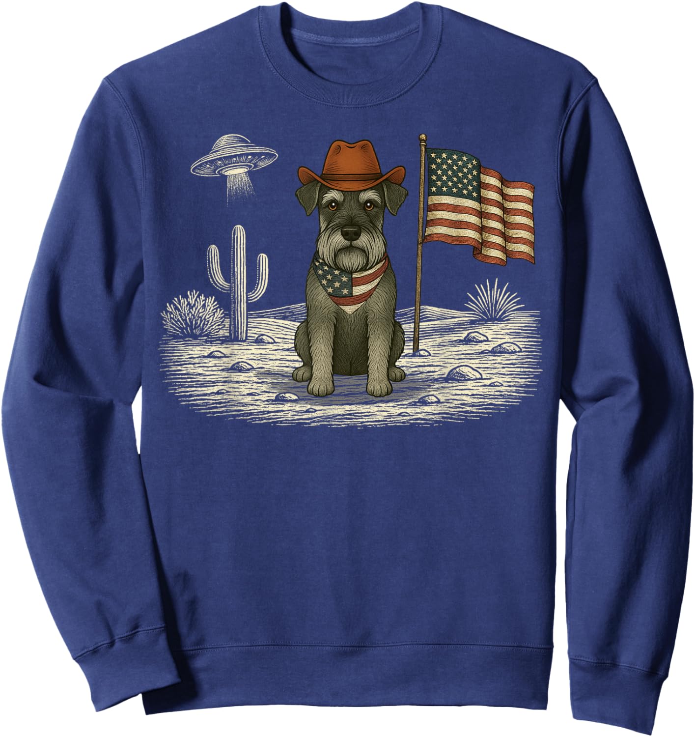 Miniature Schnauzer 4th of July US American Flag Patriotic Sweatshirt - Sweatshirt | Navy