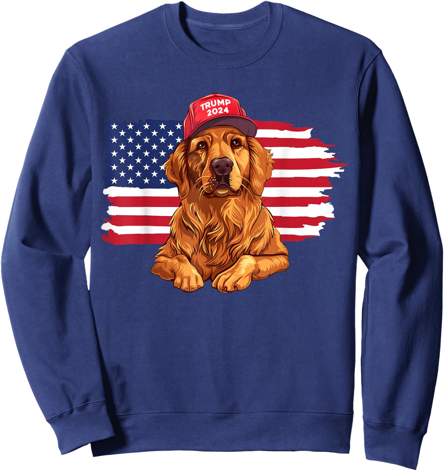Trump 2024 Dog Dogs Golden Retriever Donald Trump 2024 Sweatshirt - Sweatshirt | Navy