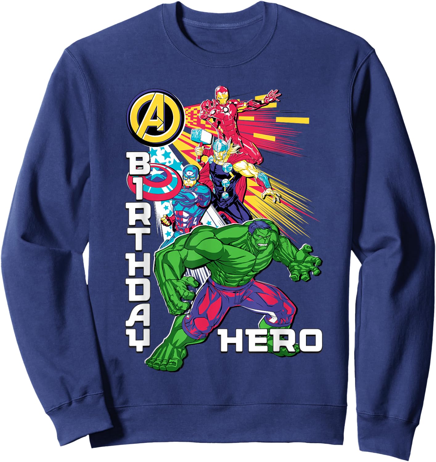 Marvel Super Heroes Avengers Team & Logo Birthday Hero Sweatshirt - Sweatshirt | Navy