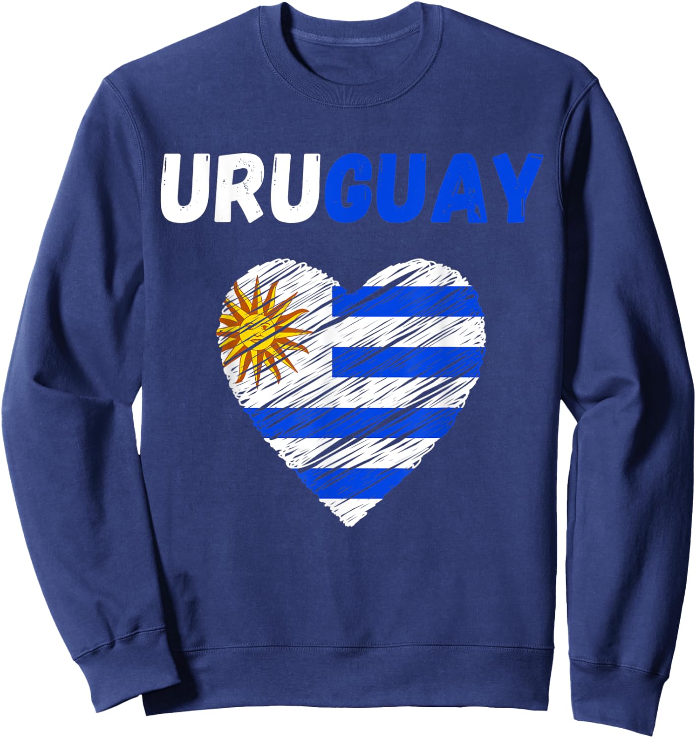 Uruguay Flag Holiday Uruguay Heart Uruguayan Flag Sweatshirt - Sweatshirt | Navy