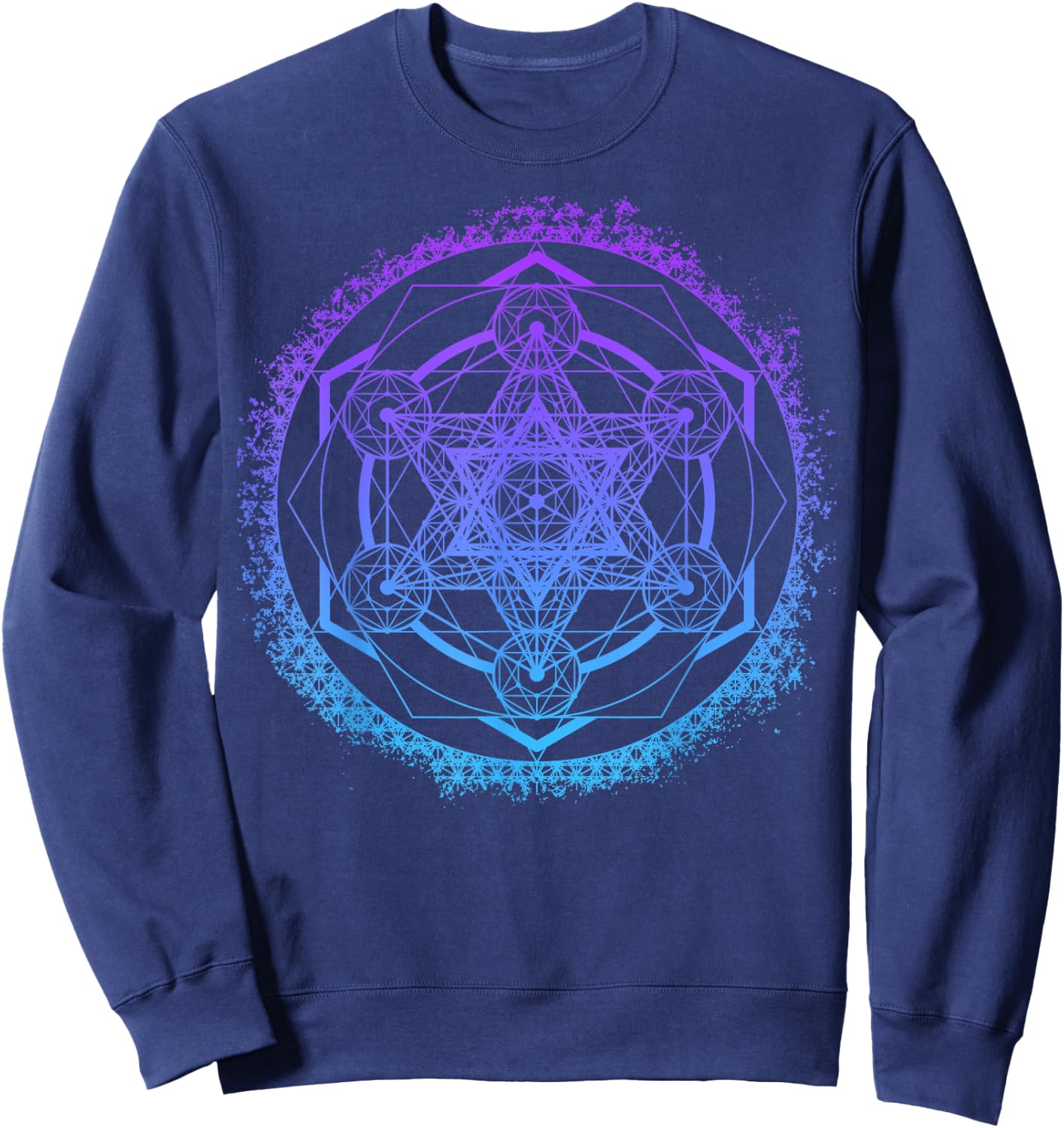 Metatron's Cube Merkaba Sacred Geometry Spiritual Yoga Sweatshirt - Sweatshirt | Navy