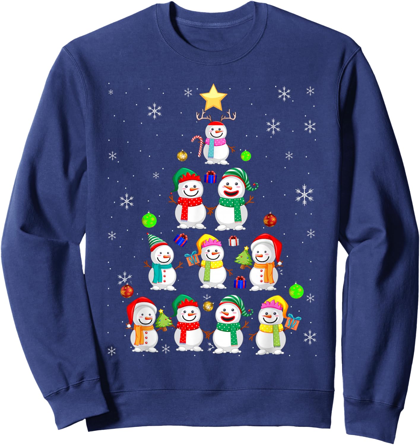 Funny Snowman Christmas Tree Ornament Decor Sweatshirt - Sweatshirt | Navy