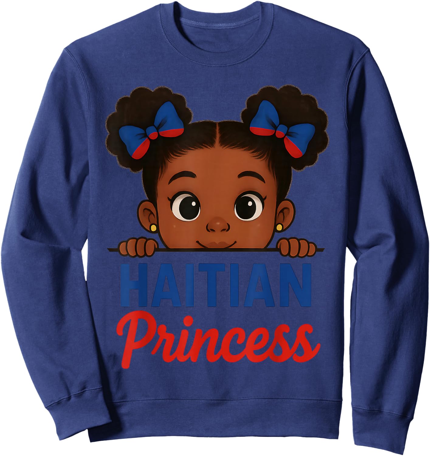 Haitian Princess Haiti Flag Black Girls Melanin Women Sweatshirt - Sweatshirt | Navy