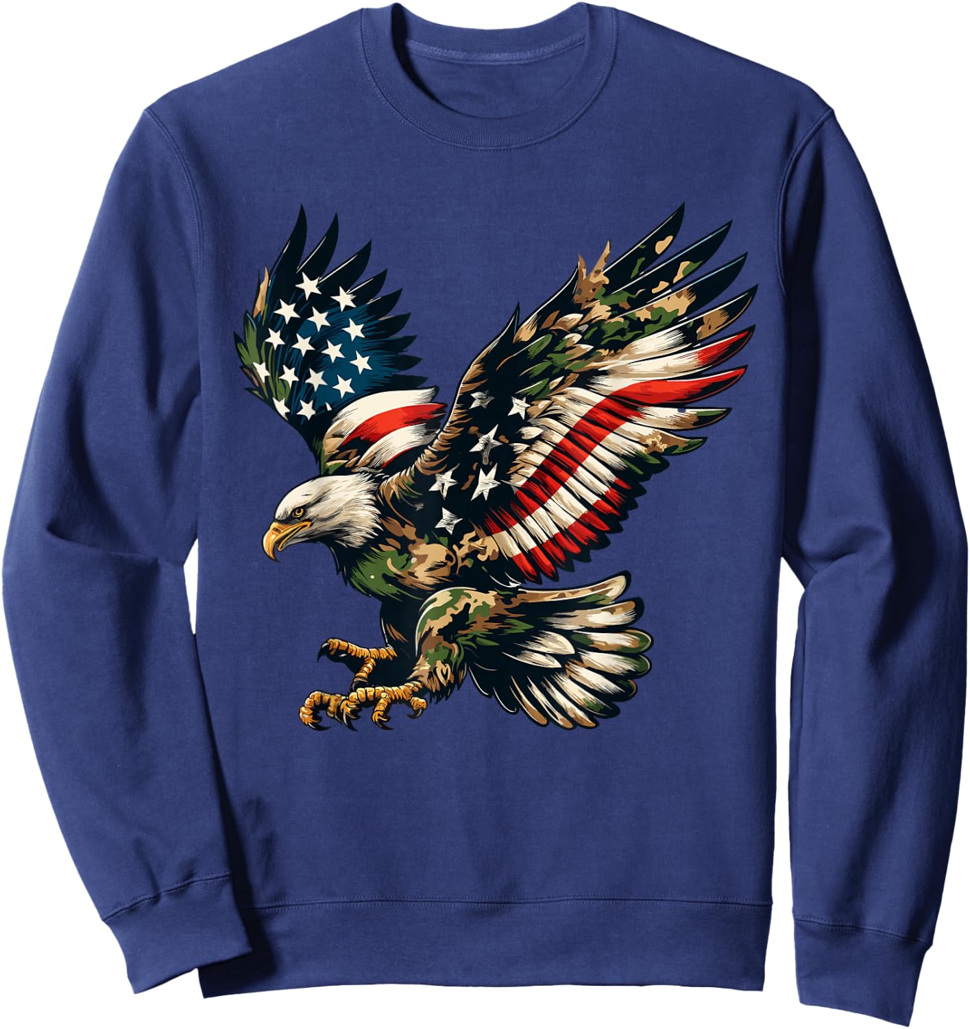 Eagle Patriotic Camo American Flag USA Camouflage USA Flag Sweatshirt - Sweatshirt | Navy