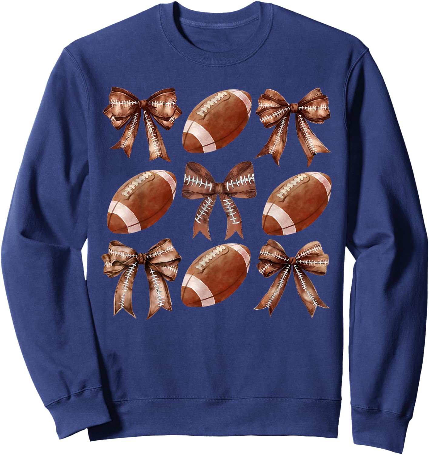 Coquette Football Bow Game Day Football Mom Football Season Sweatshirt - Sweatshirt | Navy