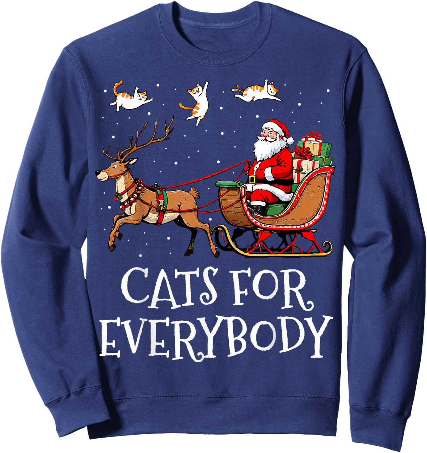 Cats For Everybody Christmas Cat Funny Xmas Women Santa Sweatshirt - Sweatshirt | Navy