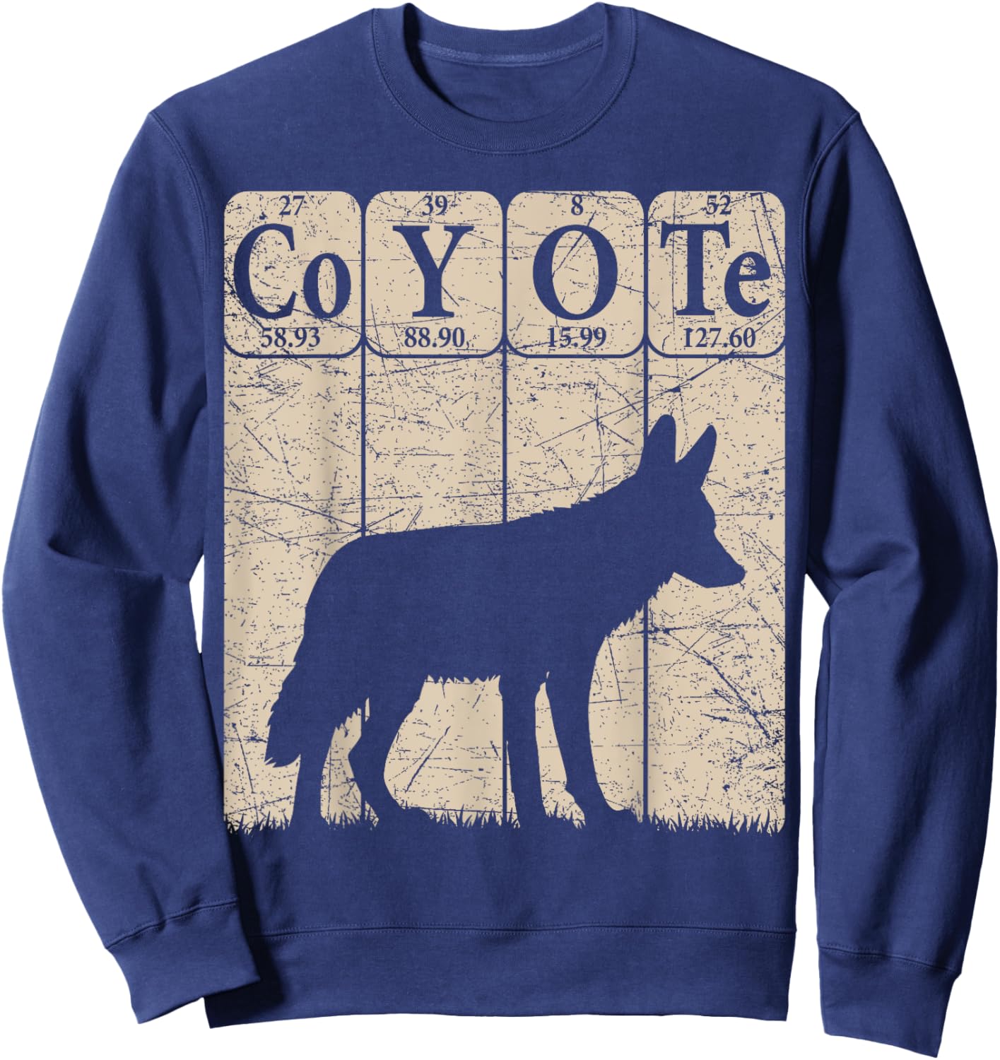 Coyote Periodic Table Elements Wild Animal Coyote Vintage Sweatshirt - Sweatshirt | Navy