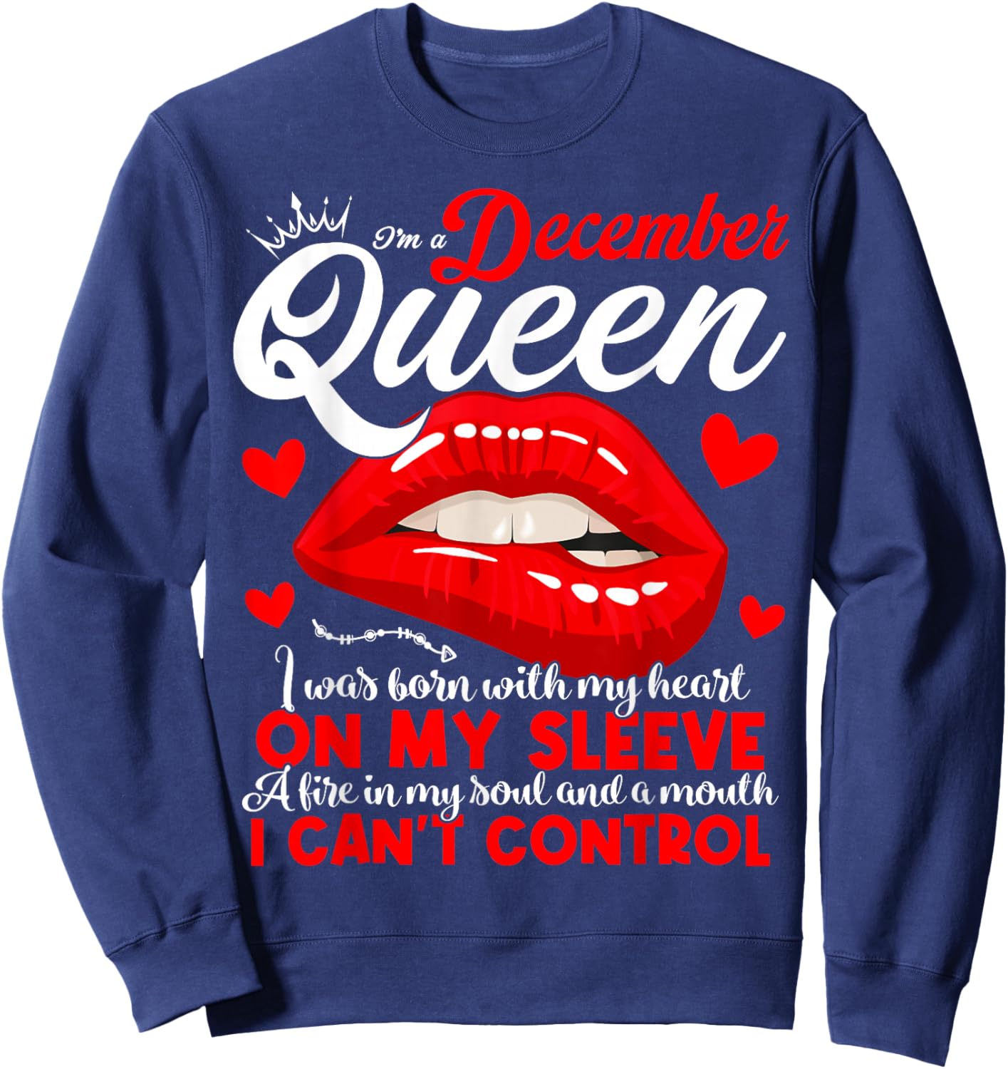 A Queen Was Born in December Women Girls December Birthday Sweatshirt - Sweatshirt | Navy