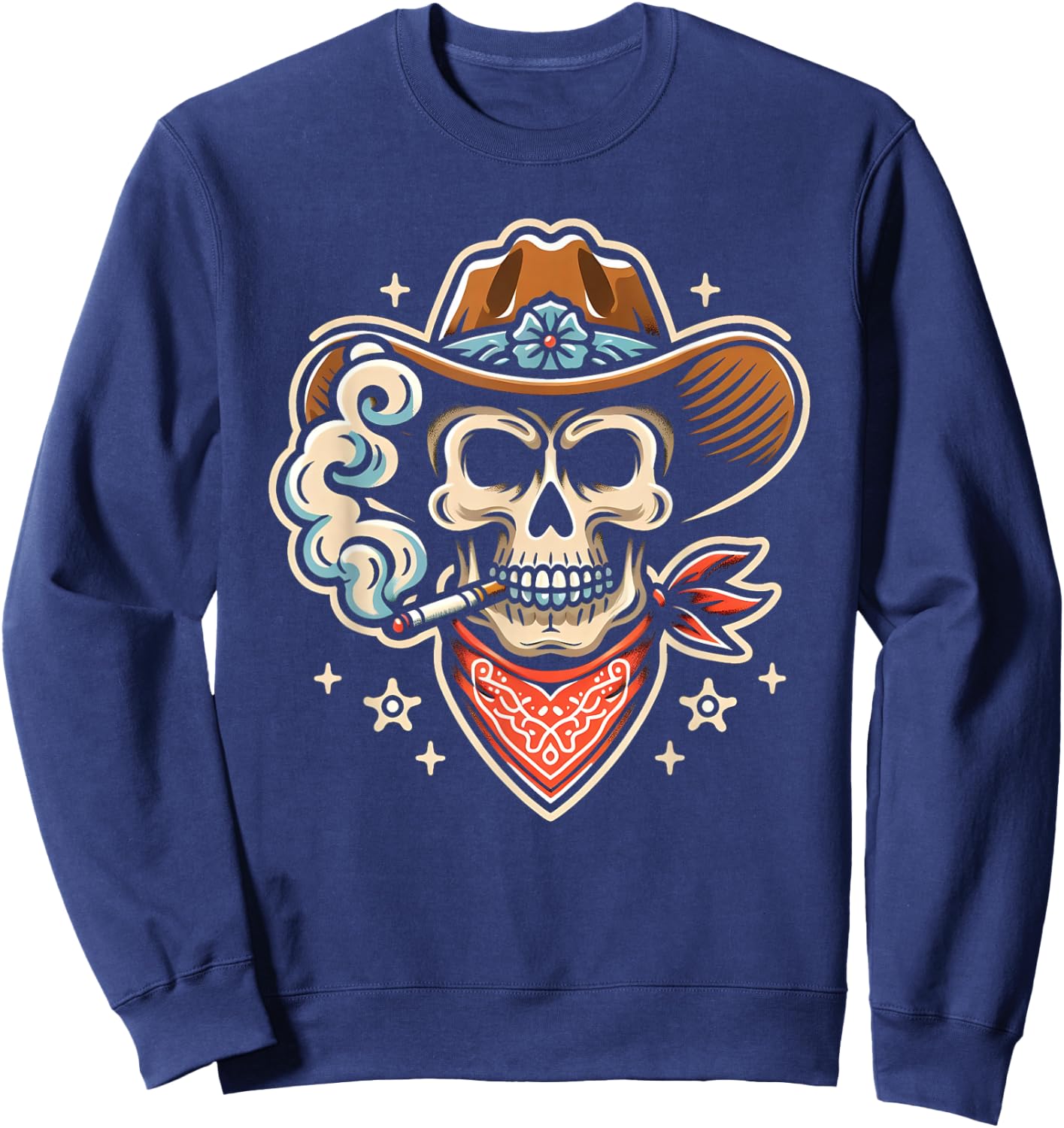 Cowboy Skull Traditional Tattoo Artist Inked Western Sweatshirt - Sweatshirt | Navy
