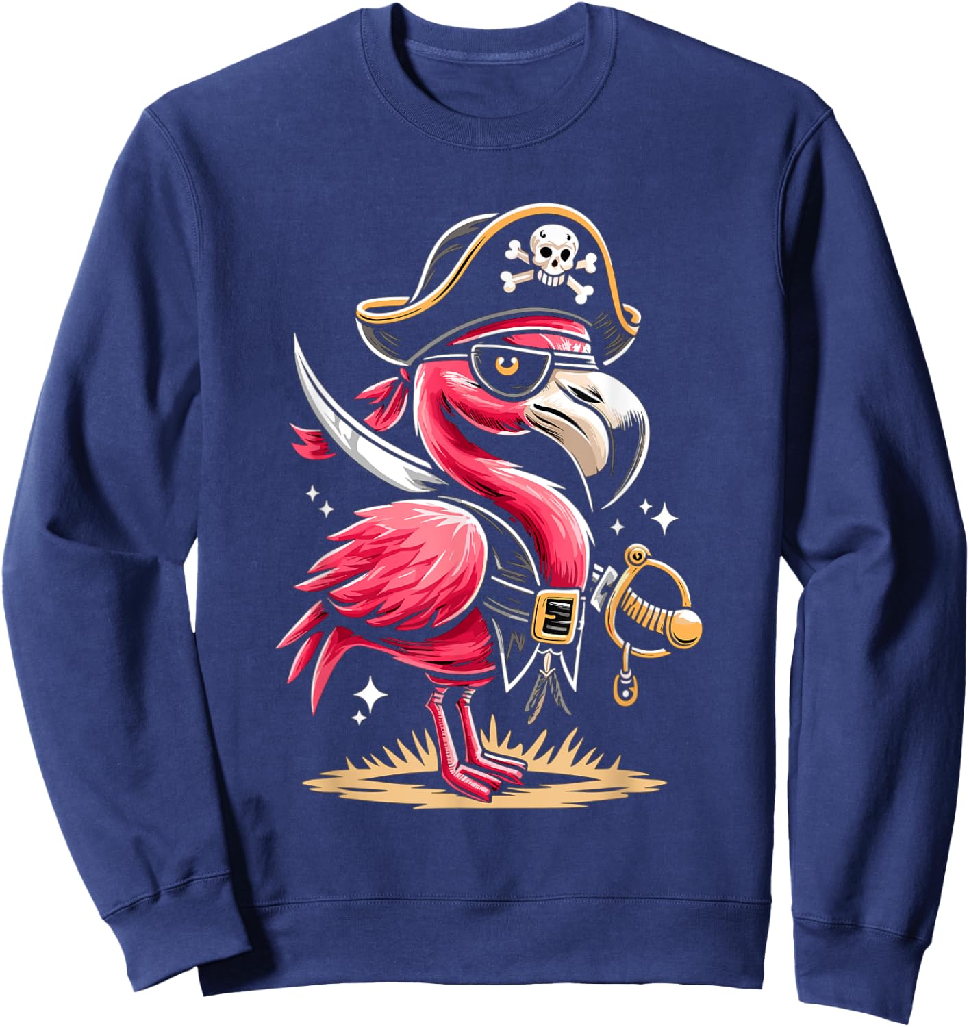 Pirate Flamingo Funny Halloween Party Sweatshirt - Sweatshirt | Navy