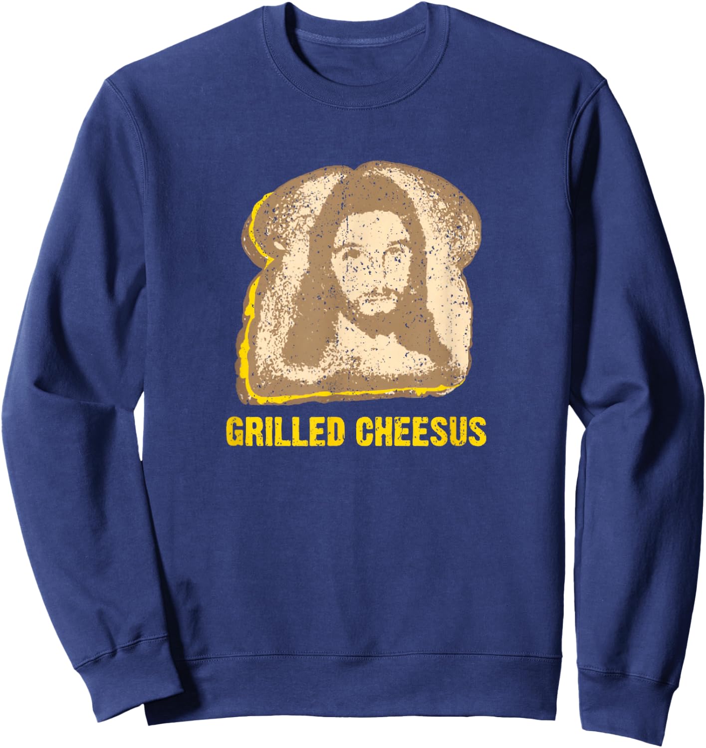 Vintage Grilled Cheesus Jesus Religious Bible Verse Sweatshirt - Sweatshirt | Navy