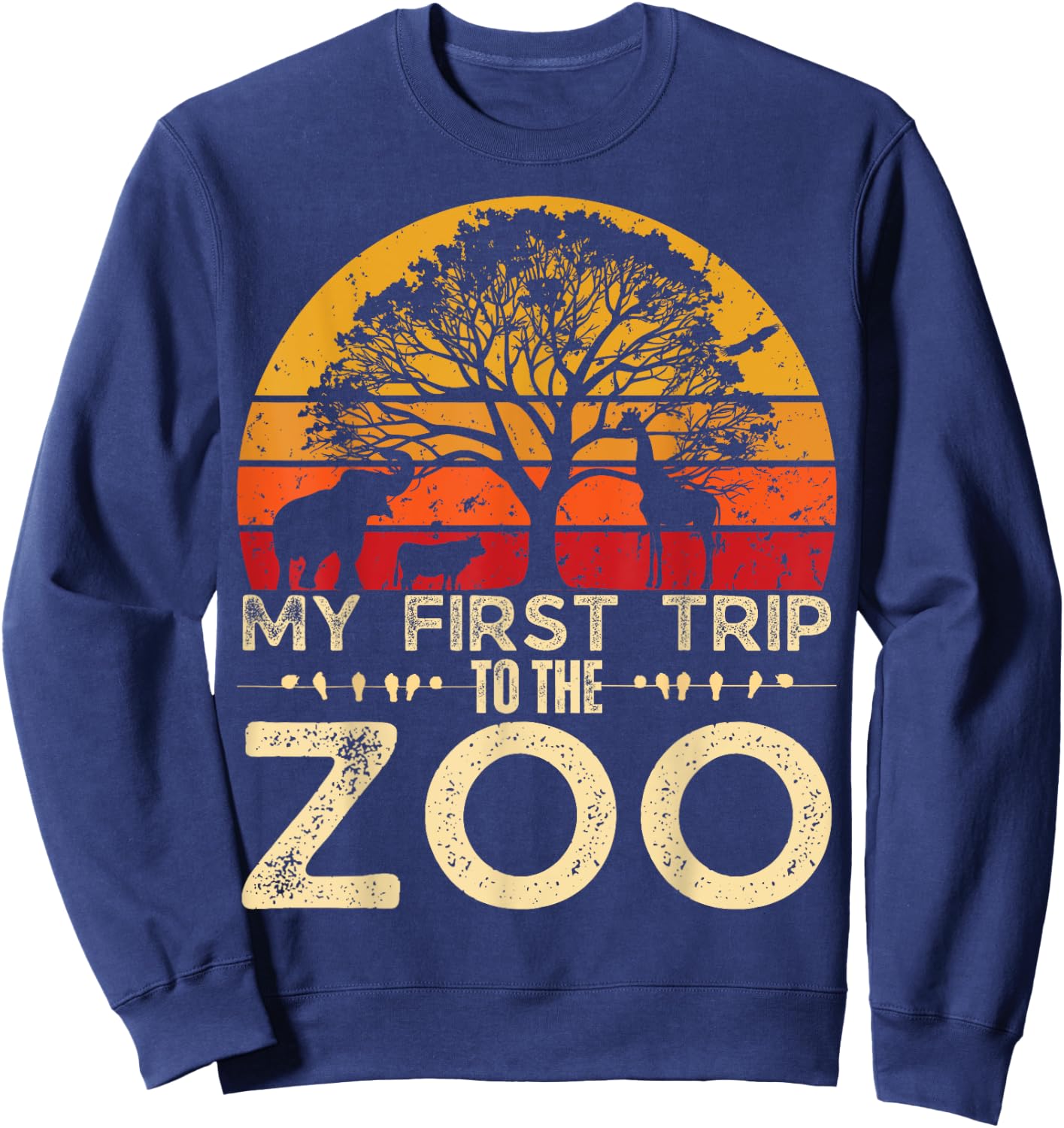 My First Trip Wild and Zoo Safari Jungle Birthday Party Sweatshirt - Sweatshirt | Navy