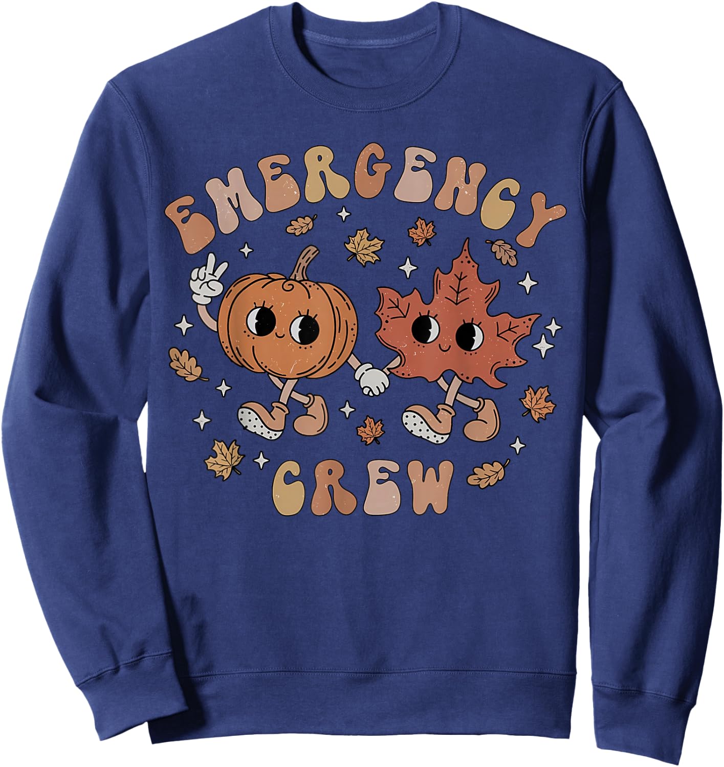 Emergency Crew Fall Emergency Room Nurse Autumn Thanksgiving Sweatshirt - Sweatshirt | Navy