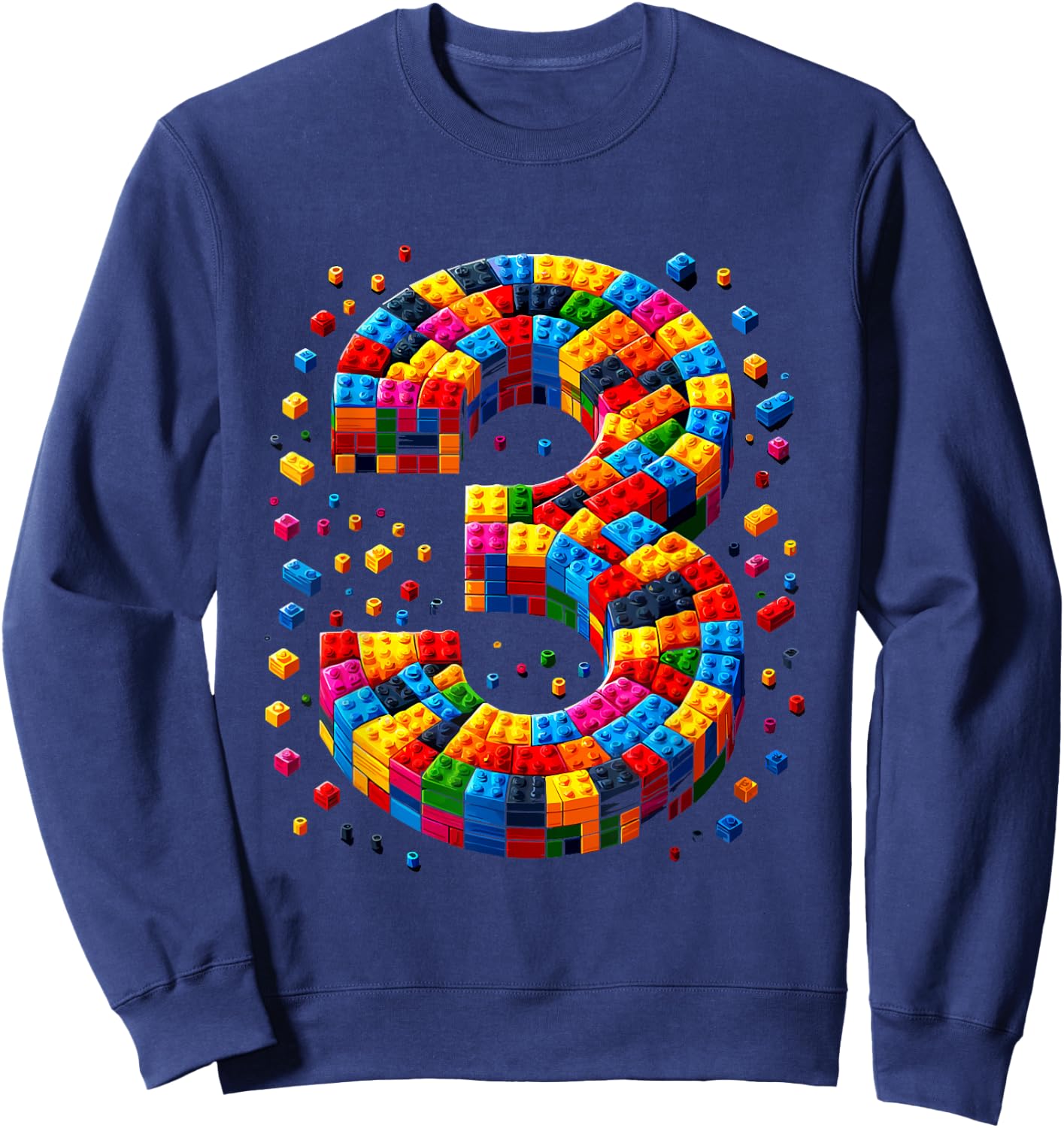 3 Year Old Blocks Building Master Builder 3th Birthday Boy Sweatshirt - Sweatshirt | Navy