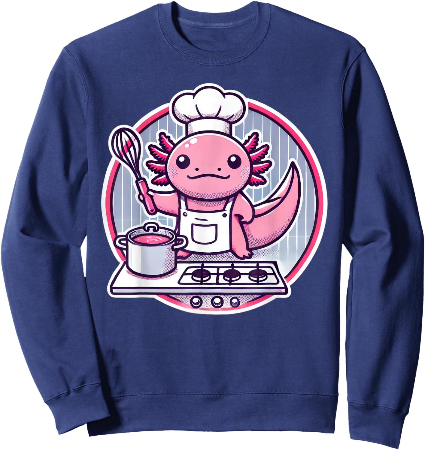 Cute Axolotl Chef Cooking Sweatshirt - Sweatshirt | Navy