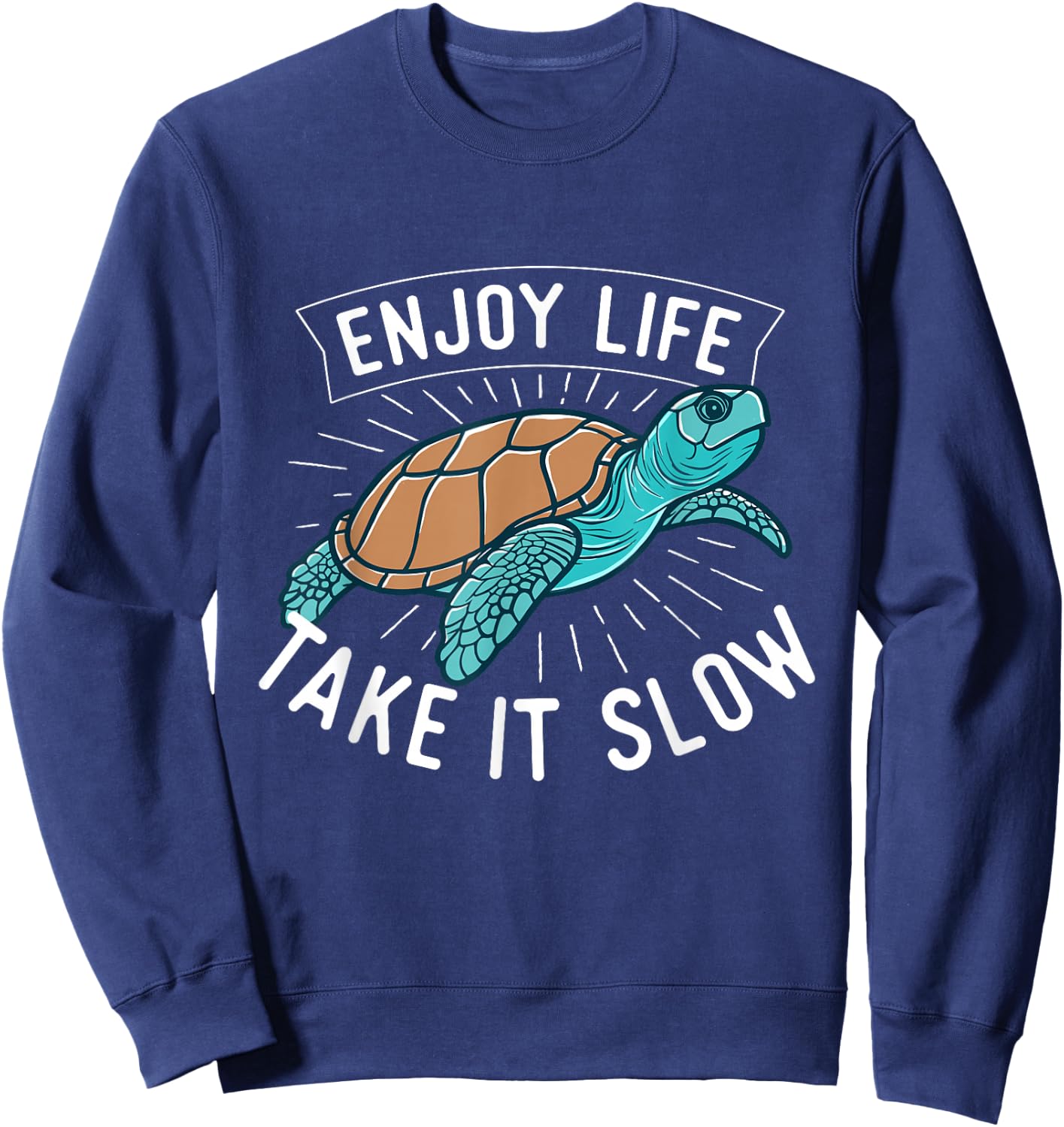 Enjoy Life Take It Slow Bald Head Island - Sea Turtle Lover Sweatshirt - Sweatshirt | Navy