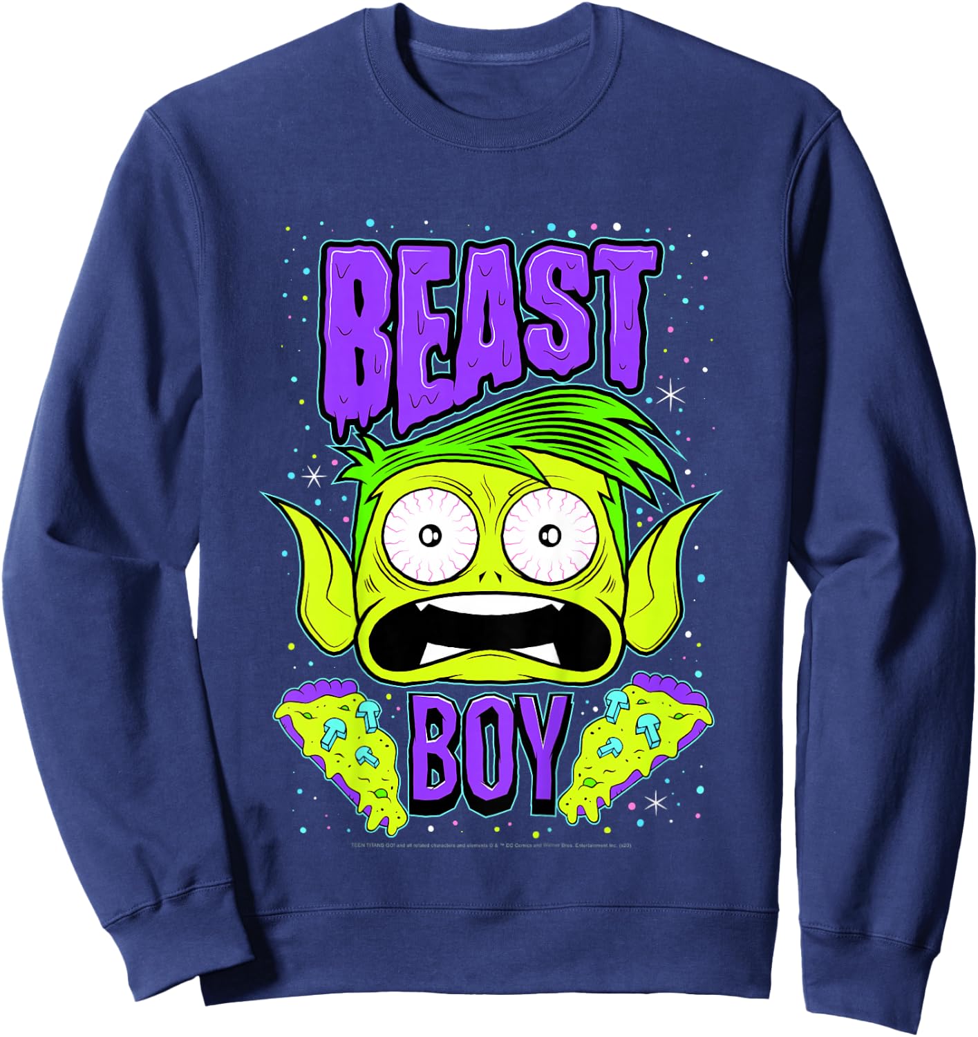 Kids DC Comics Teen Titans Go! Beast Boy Pizza Portrait Sweatshirt - Sweatshirt | Navy
