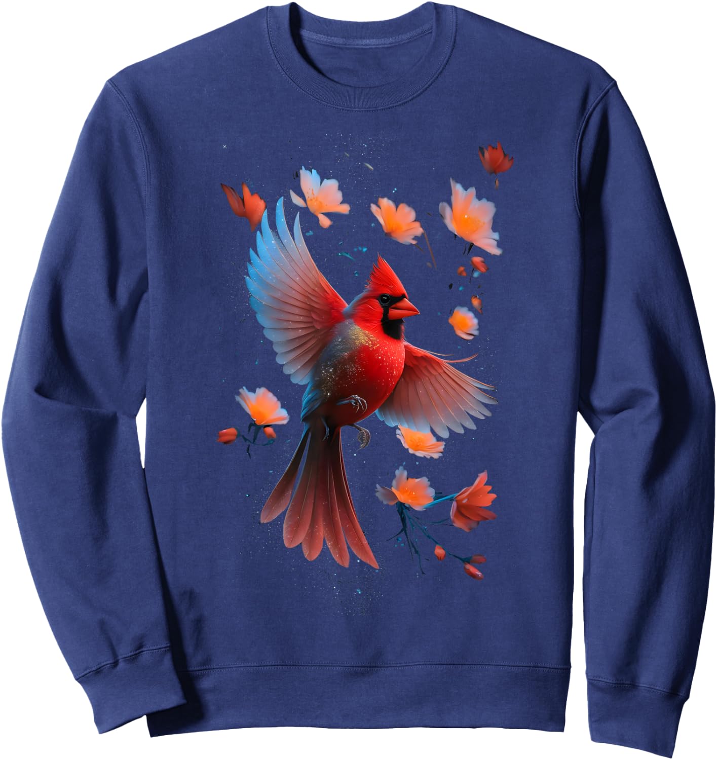 Cute Red Cardinal Bird Lovers Birdwatching Birding Vintage Sweatshirt - Sweatshirt | Navy
