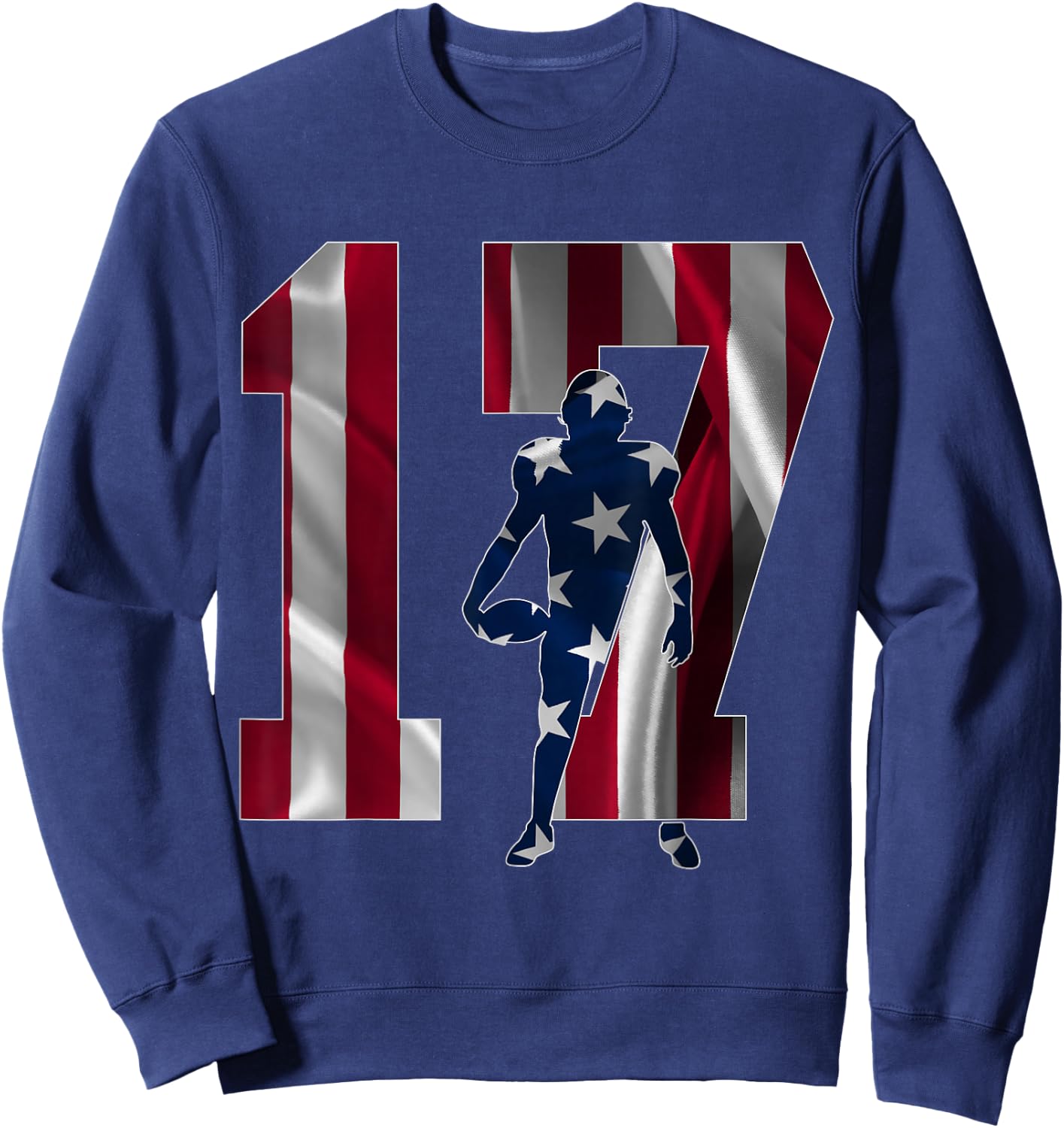 Number 17 Years Football 17th Birthday Sweatshirt - Sweatshirt | Navy