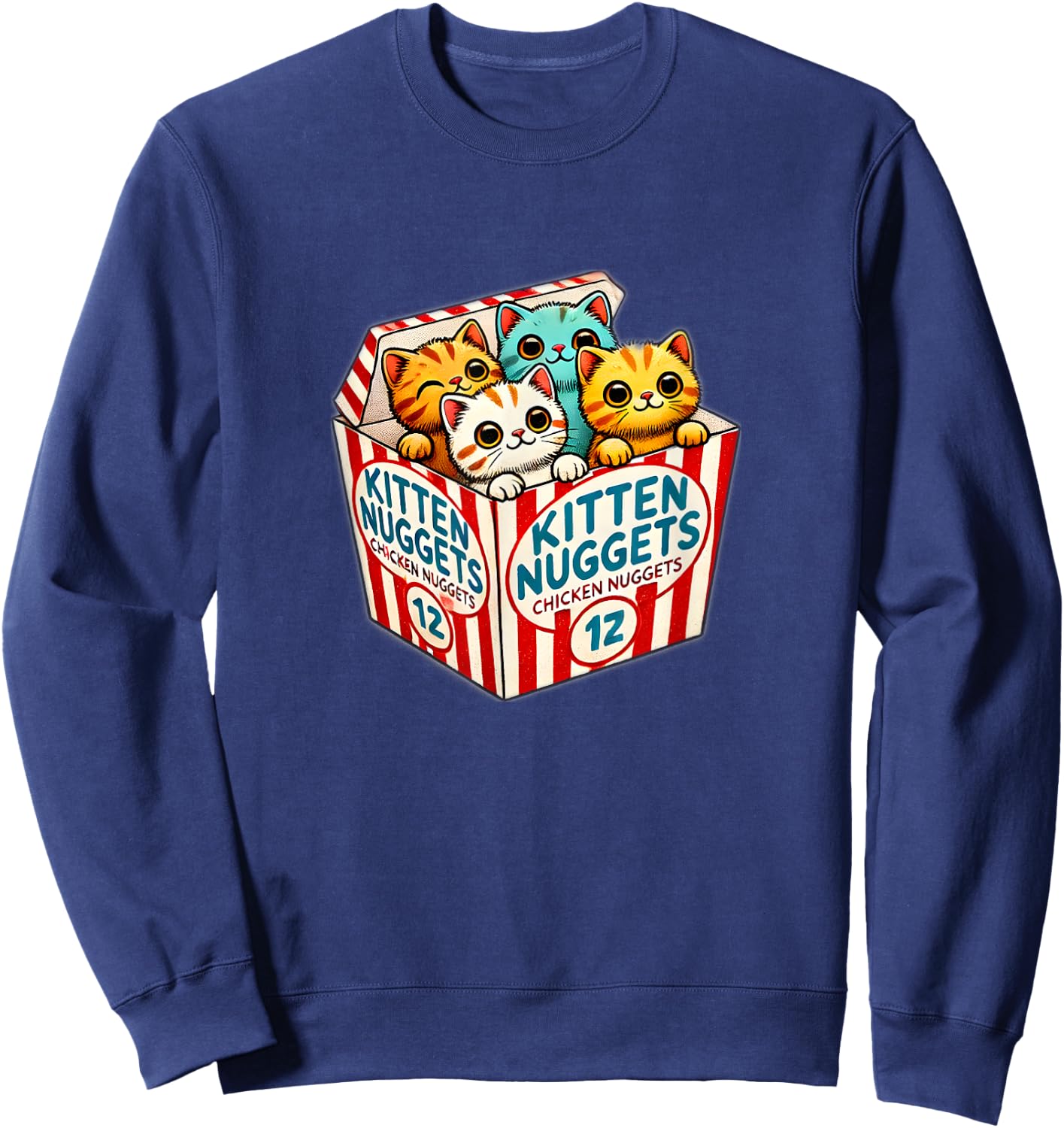 Kitten Nuggets Food Pun Cat Lover Chicken Nuggets Sweatshirt - Sweatshirt | Navy